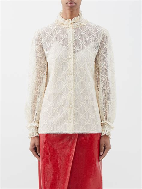 gucci double lace blouse